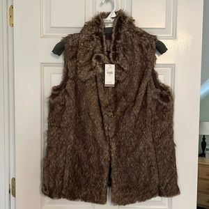J. Jill Faux-Fur Vest, Brown and White, M
